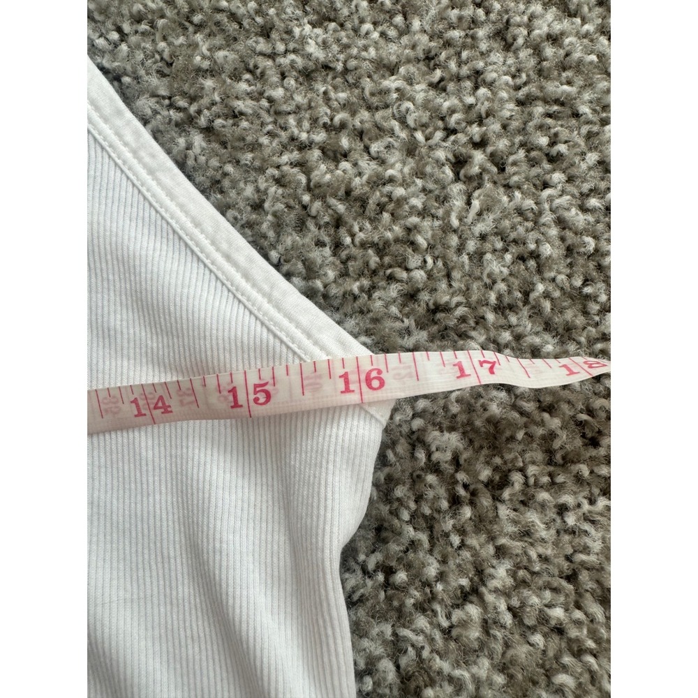 Massimo Dutti White Ribbed Racerback Tank Top XL Made in Portugal Cotton Minimal - Picture 4 of 10